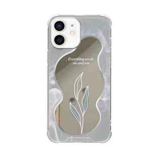 For iPhone 12 Color Painted Mirror Phone Case(Leaf)