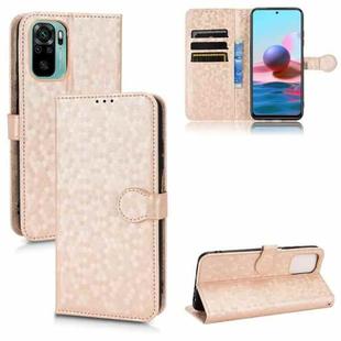 For Xiaomi Redmi Note 10 4G / 10S Honeycomb Dot Texture Leather Phone Case(Gold)