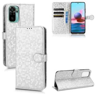 For Xiaomi Redmi Note 10 4G / 10S Honeycomb Dot Texture Leather Phone Case(Silver)