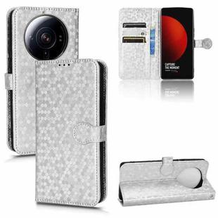 For Xiaomi 12S Ultra Honeycomb Dot Texture Leather Phone Case(Silver)