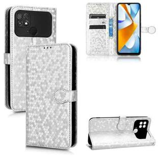 For Xiaomi Poco C40 Honeycomb Dot Texture Leather Phone Case(Silver)