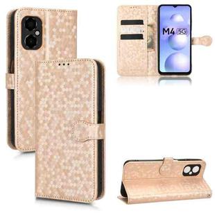 For Xiaomi Poco M4 Honeycomb Dot Texture Leather Phone Case(Gold)