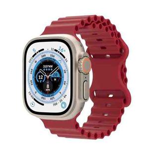 Ocean Style Silicone Watch Band For Apple Watch Ultra 49mm / Series 8&7 45mm / SE 2&6&SE&5&4 44mm / 3&2&1 42mm(Wine Red)