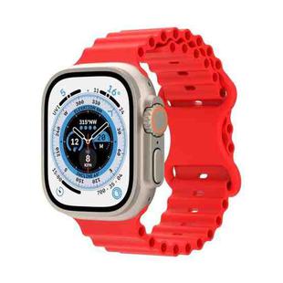 Ocean Style Silicone Watch Band For Apple Watch Ultra 49mm / Series 8&7 45mm / SE 2&6&SE&5&4 44mm / 3&2&1 42mm(Red)