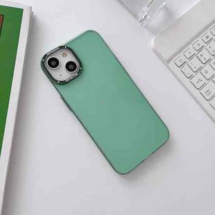 For iPhone 14 Glossy Metal Lens Frame PC Phone Case(Green)