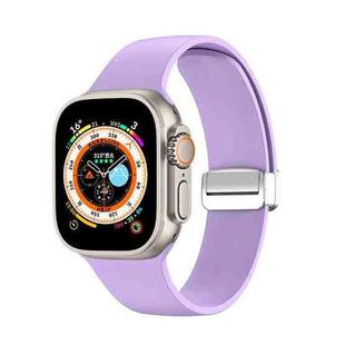 Folding Buckle Silicone Watch Band For Apple Watch Ultra 49mm(Light Purple)