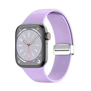 Folding Buckle Silicone Watch Band For Apple Watch Series 8&7 45mm / SE 2&6&SE&5&4 44mm / 3&2&1 42mm(Light Purple)