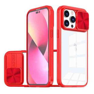 For iPhone 14 Pro 360 Full Body Sliding Camshield Phone Case(Red)