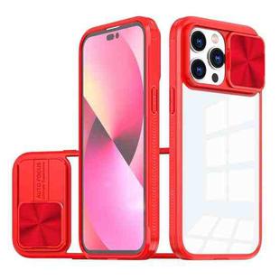 For iPhone 14 Pro Max 360 Full Body Sliding Camshield Phone Case(Red)