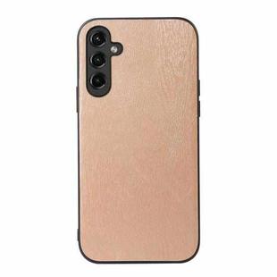 For Samsung Galaxy A14 5G Wood Texture PU Phone Case(Gold)
