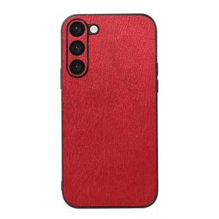 For Samsung Galaxy S23+ 5G Wood Texture PU Phone Case(Red)