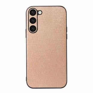 For Samsung Galaxy S23+ 5G Wood Texture PU Phone Case(Gold)
