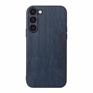 For Samsung Galaxy S23+ 5G Wood Texture PU Phone Case(Blue)