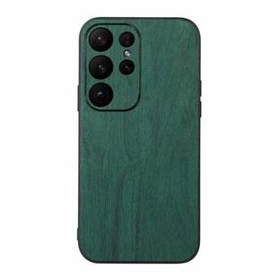 For Samsung Galaxy S23 Ultra 5G Wood Texture PU Phone Case(Green)