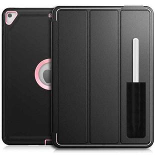 For iPad 10.2 2021 / 2020 / 2019 / Air 10.5 2019 3-Fold Amor Shockproof Smart Tablet Case(Black Pink)