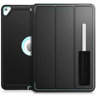 For iPad 10.2 2021 / 2020 / 2019 / Air 10.5 2019 3-Fold Amor Shockproof Smart Tablet Case(Black Light Blue)