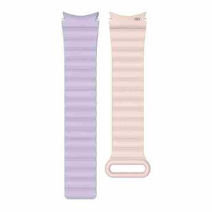 22mm For Samsung Galaxy Watch5 Silicone Magnetic Watch Band(Purple+Pink Sand)