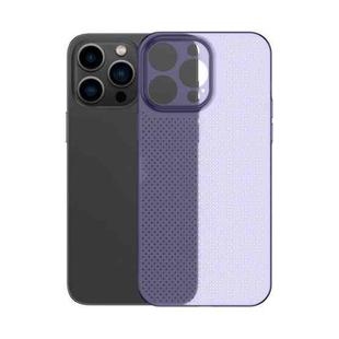 For iPhone 14 Honeycomb Hollow Heat Dissipation Phone Case(Deep Purple)