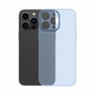 For iPhone 14 Pro Max Honeycomb Hollow Heat Dissipation Phone Case(Blue)