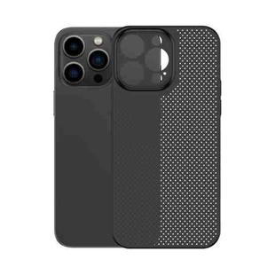 For iPhone 12 Pro Max Honeycomb Hollow Heat Dissipation Phone Case(Black)