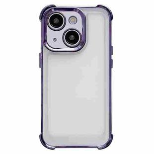 For iPhone 14 Plus Electroplating Four-corner Shockproof Space Phone Case(Purple)