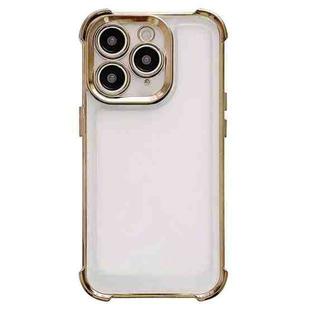 For iPhone 14 Pro Electroplating Four-corner Shockproof Space Phone Case(Gold)