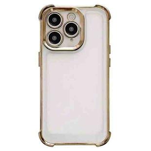 For iPhone 14 Pro Max Electroplating Four-corner Shockproof Space Phone Case(Gold)