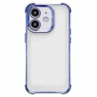 For iPhone 12 Electroplating Four-corner Shockproof Space Phone Case(Blue)