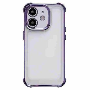 For iPhone 12 Electroplating Four-corner Shockproof Space Phone Case(Purple)