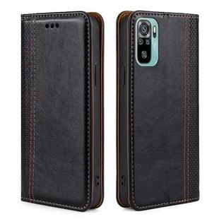 For Xiaomi Poco M5s 4G/Redmi Note 11 SE India Grid Texture Magnetic Flip Leather Phone Case(Black)