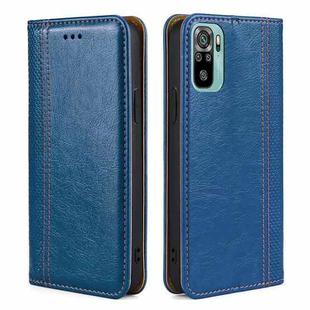 For Xiaomi Poco M5s 4G/Redmi Note 11 SE India Grid Texture Magnetic Flip Leather Phone Case(Blue)