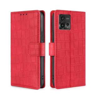 For Motorola Moto G72 4G Skin Feel Crocodile Magnetic Clasp Leather Phone Case(Red)