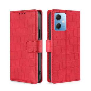For Xiaomi Redmi Note 12 China Skin Feel Crocodile Magnetic Clasp Leather Phone Case(Red)