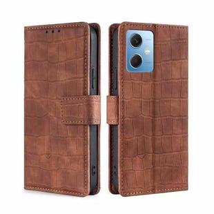 For Xiaomi Redmi Note 12 China Skin Feel Crocodile Magnetic Clasp Leather Phone Case(Brown)