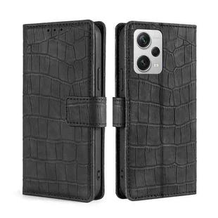 For Xiaomi Redmi Note 12 Pro+ China Skin Feel Crocodile Magnetic Clasp Leather Phone Case(Black)