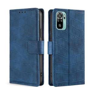 For Xiaomi Poco M5s 4G/Redmi Note 11 SE India Skin Feel Crocodile Magnetic Clasp Leather Phone Case(Blue)