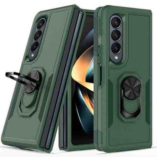 For Samsung Galaxy Z Fold4 2 in 1 PC + TPU Shockproof Phone Case with Ring Bracket(Dark Green)
