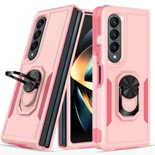 For Samsung Galaxy Z Fold4 2 in 1 PC + TPU Shockproof Phone Case with Ring Bracket(Pink)