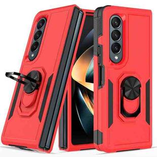 For Samsung Galaxy Z Fold4 2 in 1 PC + TPU Shockproof Phone Case with Ring Bracket(Red)