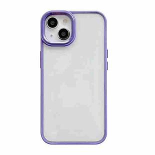 For iPhone 14 Plus Clear Acrylic Soft TPU Phone Case with Metal Button(Purple)