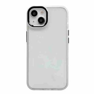 For iPhone 14 Plus Clear Acrylic Soft TPU Phone Case with Metal Button(White)