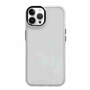For iPhone 13 Pro Max Clear Acrylic Soft TPU Phone Case with Metal Button(White)