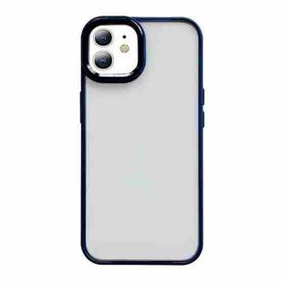 For iPhone 12 Clear Acrylic Soft TPU Phone Case with Metal Button(Blue)