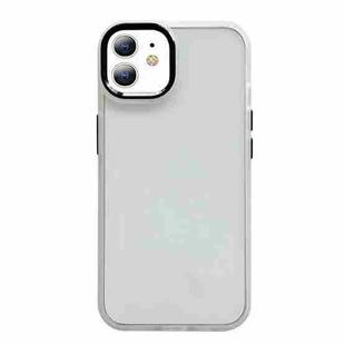 For iPhone 12 Clear Acrylic Soft TPU Phone Case with Metal Button(White)