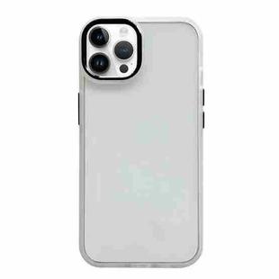 For iPhone 12 Pro Clear Acrylic Soft TPU Phone Case with Metal Button(White)