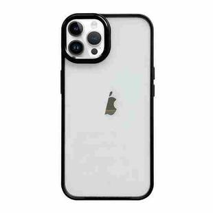 For iPhone 12 Pro Max Clear Acrylic Soft TPU Phone Case with Metal Button(Black)