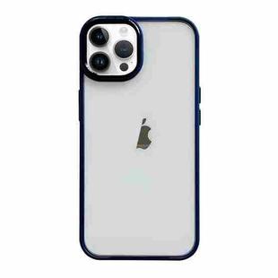 For iPhone 12 Pro Max Clear Acrylic Soft TPU Phone Case with Metal Button(Blue)