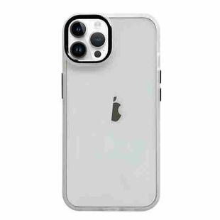 For iPhone 12 Pro Max Clear Acrylic Soft TPU Phone Case with Metal Button(White)