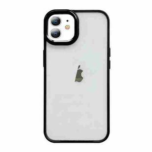 For iPhone 11 Clear Acrylic Soft TPU Phone Case with Metal Button(Black)
