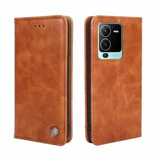 For vivo V25 Pro 5G Non-Magnetic Retro Texture Flip Leather Phone Case(Brown)
